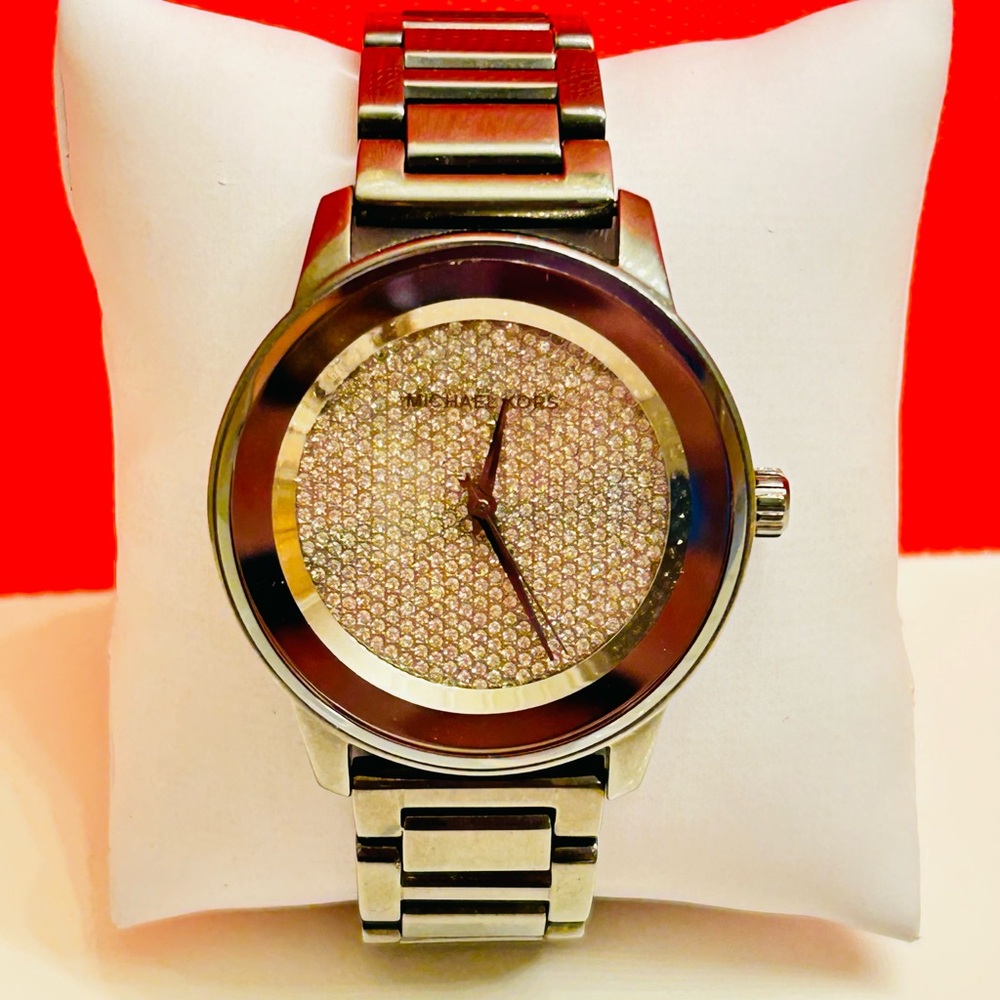 Michael Kors Gunmetal Tone Kinley Crystal Pave Watch